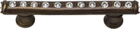 Caché 3'' cc pull with flared feet with center of Swarovski Clear Crystals in Antique Brass. 870B-3C