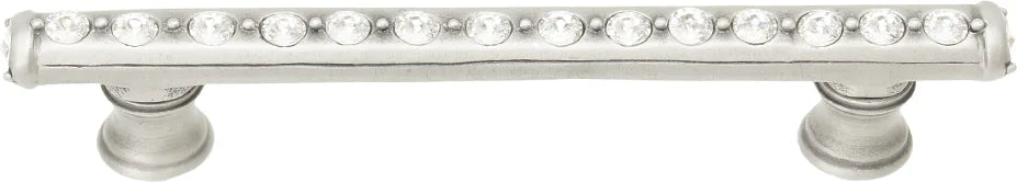 Caché 4'' cc pull with flared feet with center of Swarovski Clear Crystals in Satin. 871B-11C