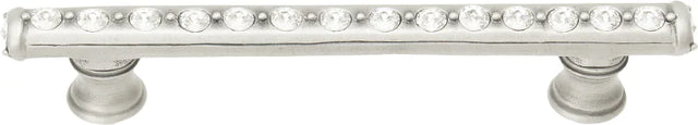 Caché 4'' cc pull with flared feet with center of Swarovski Clear Crystals in Satin. 871B-11C