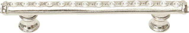 Caché 4'' cc pull with flared feet with center of Swarovski Clear Crystals in Platinum. 871B-24C