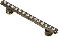 Cache Caché 4'' cc pull with flared feet with center of Swarovski Clear Crystals in Antique Brass. 871B-3C