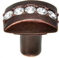 Caché rectangle knob with center of 5 rivoli Swarovski Clear Crystals 872-22C