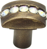 Caché rectangle knob with center of 5 rivoli Swarovski Aurore Boreale Crystals 872-3AB