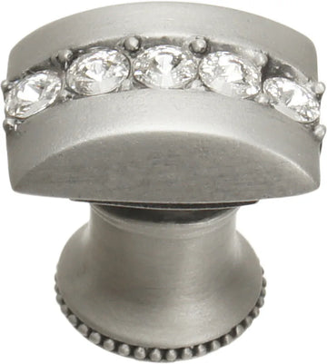 Caché rectangle knob with flared foot with center of 5 rivoli Swarovski Clear Crystals 872B