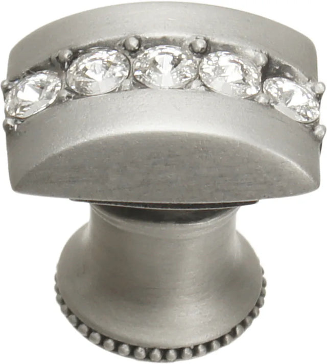 Caché rectangle knob with flared foot with center of 5 rivoli Swarovski Clear Crystals 872B