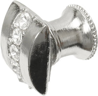Cache Caché rectangle knob with flared foot with center of 5 rivoli Swarovski Clear Crystals in Platinum. 872B-24C