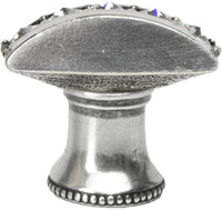 Cache Caché rectangle knob with flared foot with center of 5 rivoli Swarovski Clear Crystals in Chalice. 872B-9C