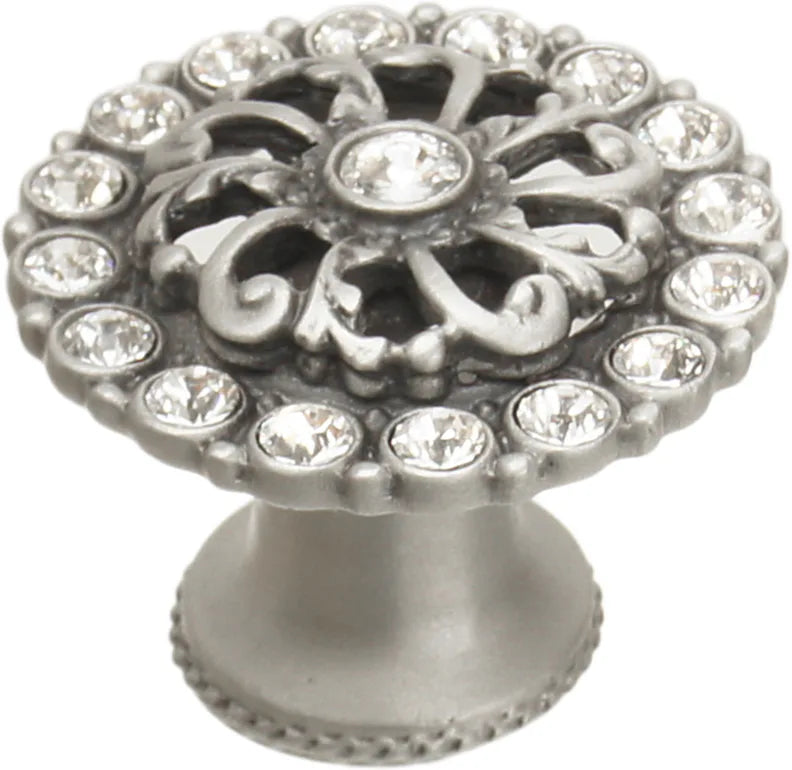 Caché medium round knob with flared foot with Swarovski Clear Crystals 873