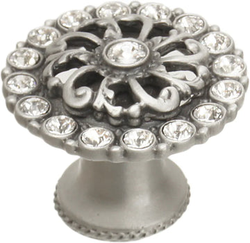 Caché medium round knob with flared foot with Swarovski Clear Crystals 873