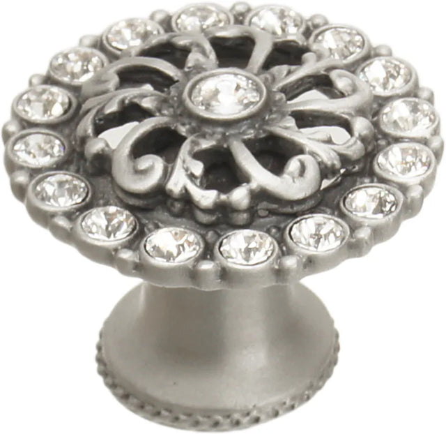 Caché medium round knob with flared foot with Swarovski Clear Crystals 873