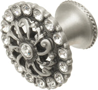 Cache Caché medium round knob with flared foot with Swarovski Clear Crystals in Satin. 873-11C