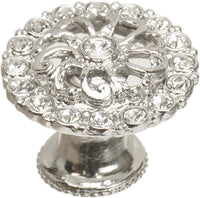 Caché medium round knob with flared foot with Swarovski Clear Crystals in Platinum. 873-24C