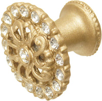 Cache Caché medium round knob with flared foot with Swarovski Clear Crystals in Soft Gold. 873-27C
