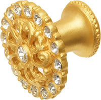 Cache Caché medium round knob with flared foot with Swarovski Clear Crystals in Gilded Mercury. 873-8C