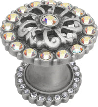 Caché medium round knob with halo platform with Swarovski Crystals 873H