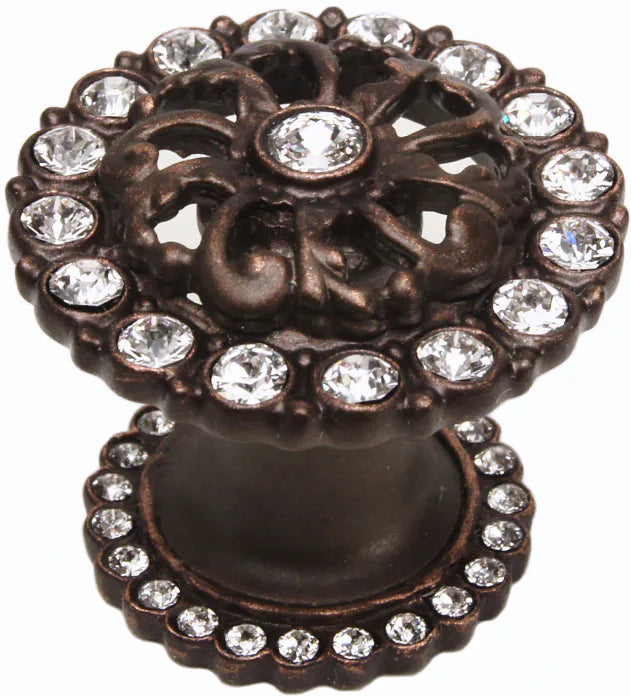 Caché medium round knob with halo platform with Swarovski Clear Crystals 873H-22C