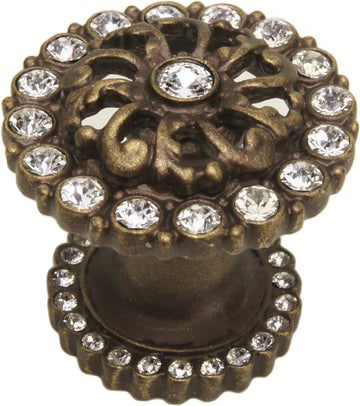 Caché medium round knob with halo platform with Swarovski Clear Crystals 873H-3C