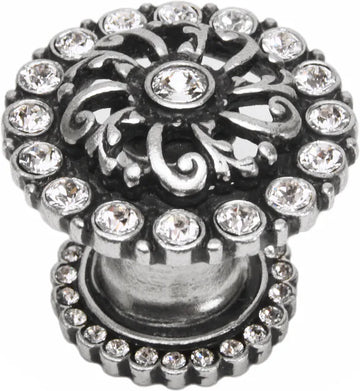 Caché medium round knob with halo platform with Swarovski Clear Crystals 873H-9C