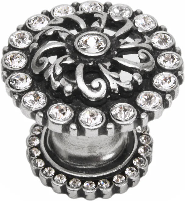 Caché medium round knob with halo platform with Swarovski Clear Crystals 873H-9C