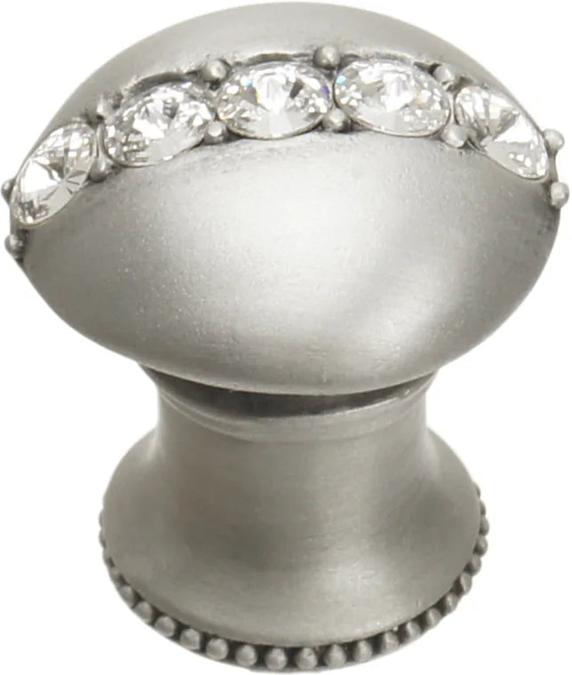 Caché round knob with flared foot with center of 5 rivoli Swarovski Clear Crystals 874B