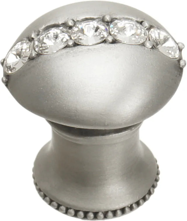 Caché round knob with flared foot with center of 5 rivoli Swarovski Clear Crystals 874B