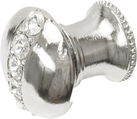 Cache Caché round knob with flared foot with center of 5 rivoli Swarovski Clear Crystals in Platinum. 874B-24C