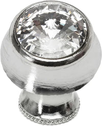 Cache Caché round knob with flared foot with an rivoli Swarovski Clear Crystals in Platinum. 877B-24C