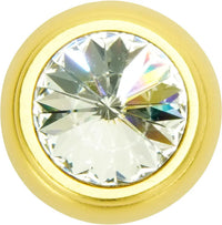 Cache Caché round knob with flared foot with an rivoli Swarovski Clear Crystals in Gilded Mercury. 877B-8C
