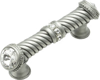Cache Caché 3'' cc large pull with end & center 7 rivoli Swarovski Clear Crystals in Satin. 878-11C