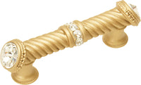 Cache Caché 3'' cc large pull with end & center 7 rivoli Swarovski Clear Crystals in Soft Gold. 878-27C