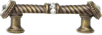 Cache Caché 3'' cc large pull with end & center 7 rivoli Swarovski Clear Crystals in Antique Brass. 878-3C