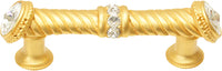 Caché 3'' cc large pull with end & center 7 rivoli Swarovski Clear Crystals in Gilded Mercury. 878-8C