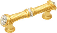 Cache Caché 3'' cc large pull with end & center 7 rivoli Swarovski Clear Crystals in Gilded Mercury. 878-8C