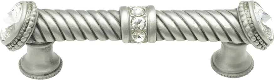 Caché 4'' cc large pull with end & center 7 rivoli Swarovski Clear Crystals in Satin. 880-11C