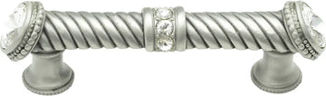 Caché 4'' cc large pull with end & center 7 rivoli Swarovski Clear Crystals in Satin. 880-11C