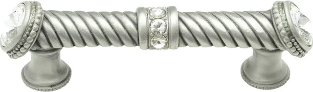 Caché 4'' cc large pull with end & center 7 rivoli Swarovski Clear Crystals in Satin. 880-11C