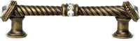 Cache Caché 4'' cc large pull with end & center 7 rivoli Swarovski Clear Crystals in Antique Brass. 880-3C