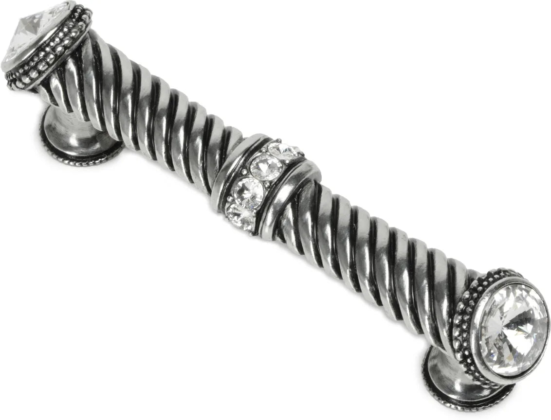 Caché 4'' cc large pull with end & center 7 rivoli Swarovski Clear Crystals in Chalice. 880-9C