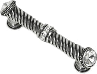 Caché 4'' cc large pull with end & center 7 rivoli Swarovski Clear Crystals in Chalice. 880-9C