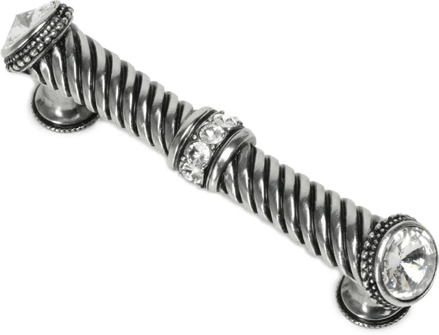 Caché 4'' cc large pull with end & center 7 rivoli Swarovski Clear Crystals in Chalice. 880-9C