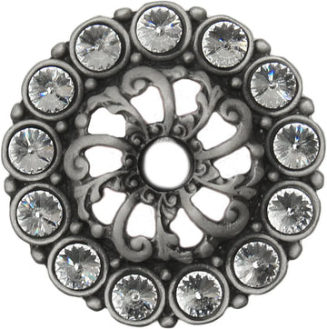 Caché medium escutcheon with 13 rivoli Swarovski Clear Crystals in Satin. 882-11C