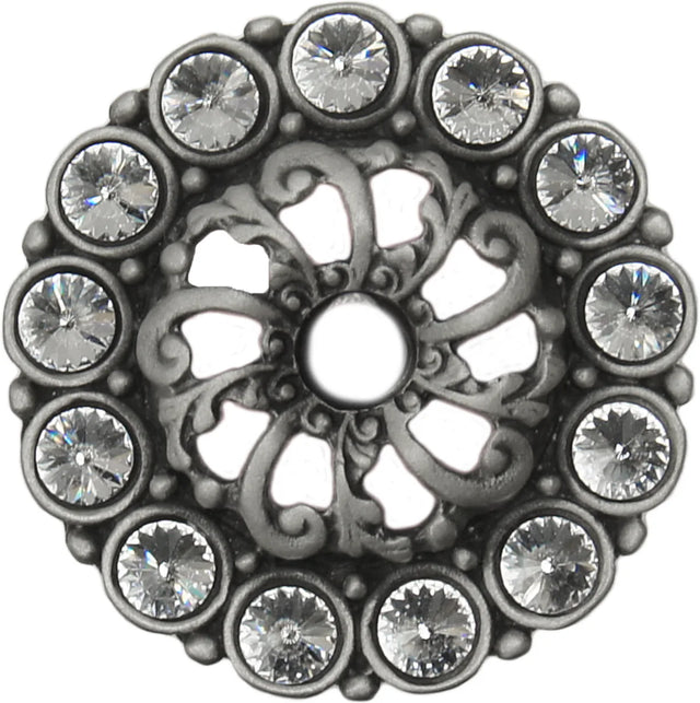 Caché medium escutcheon with 13 rivoli Swarovski Clear Crystals in Satin. 882-11C