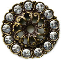 Caché medium escutcheon with 13 rivoli Swarovski Clear Crystals in Antique Brass. 882-3C