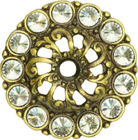 Cache Caché medium escutcheon with 13 rivoli Swarovski Clear Crystals in Antique Brass. 882-3C