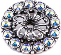 Caché medium escutcheon with 13 rivoli Swarovski Aurore Boreale Crystals 882-9AB