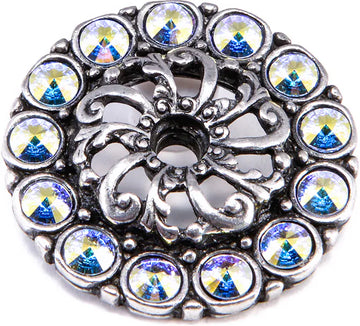 Caché medium escutcheon with 13 rivoli Swarovski Aurore Boreale Crystals 882-9AB
