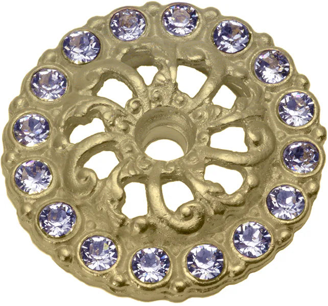 Caché small round escutcheon with 16 Swarovski Clear Crystals in Soft Gold. 884-27C