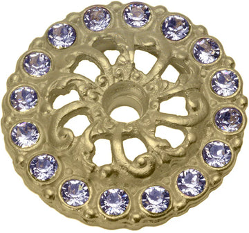 Caché small round escutcheon with 16 Swarovski Clear Crystals in Soft Gold. 884-27C