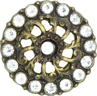 Cache Caché small round escutcheon with 16 Swarovski Clear Crystals in Antique Brass. 884-3C