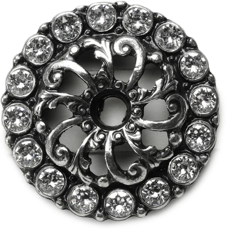 Caché small round back plate with 16 Swarovski Clear Crystals in Chalice. 884-9C